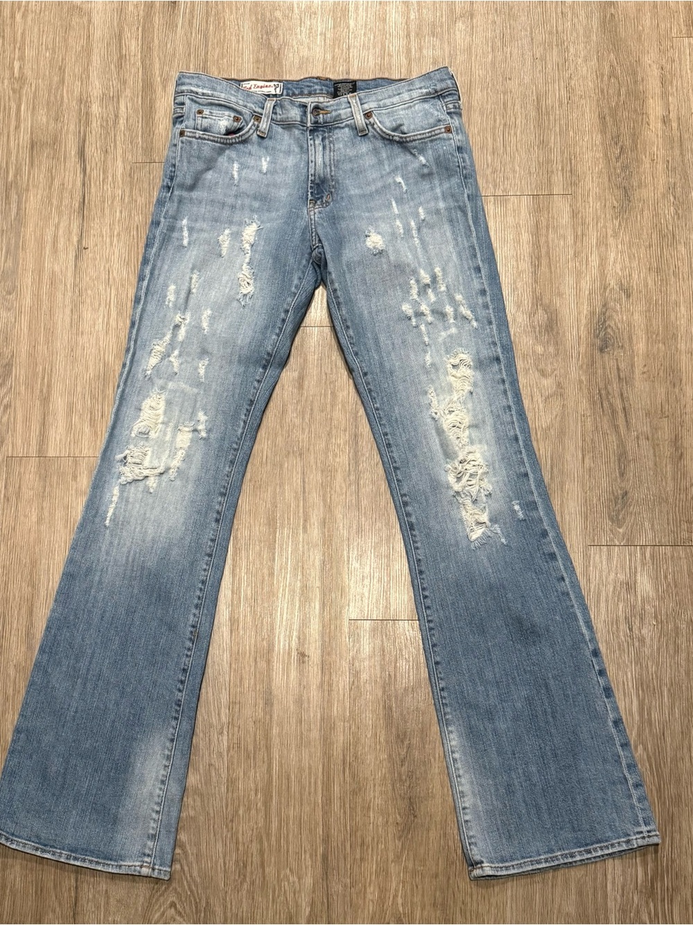 Red Engine Jeans Womens 31x33 Y2K Distressed Low Rise Bootcut Flare Cotton USA